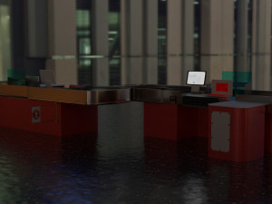 checkout model in a modern supermarket low-poly Model 3D