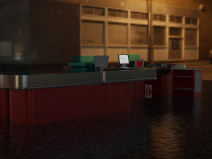checkout model in a modern supermarket low-poly Model 3D
