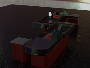 checkout model in a modern supermarket low-poly Model 3D