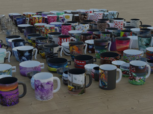 200 cups in different styles 3D 모델