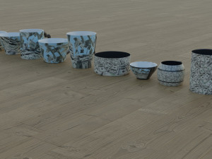 200 cups in different styles 3D 모델