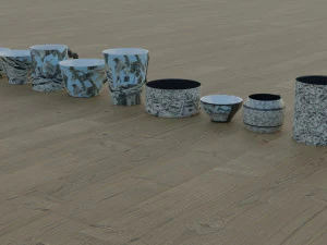 200 cups in different styles 3D Model