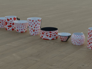 200 cups in different styles 3D 모델