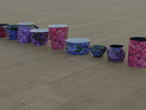 200 cups in different styles 3D 모델