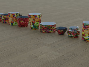 200 cups in different styles 3D 모델