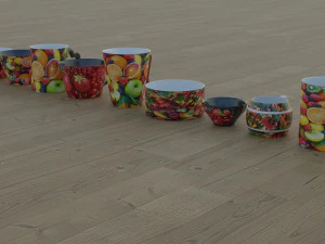 200 cups in different styles 3D Model