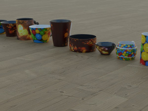 200 cups in different styles 3D 모델
