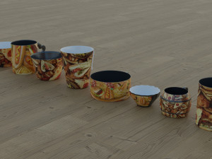 200 cups in different styles 3D 모델