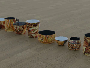 200 cups in different styles 3D Model