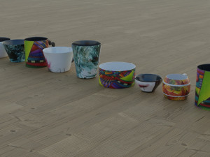 200 cups in different styles 3D 모델