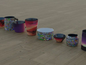 200 cups in different styles 3D Model