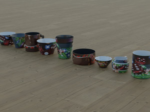 200 cups in different styles 3D 모델