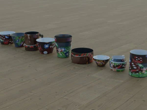 200 cups in different styles 3D Model