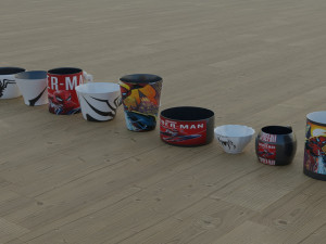 200 cups in different styles 3D 모델