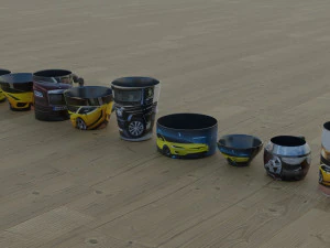 200 cups in different styles 3D Model