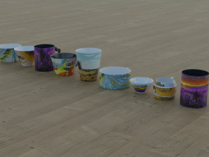 200 cups in different styles 3D 모델