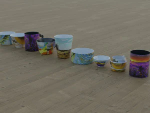 200 cups in different styles 3D Model