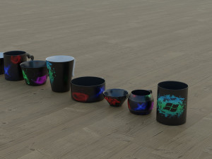 200 cups in different styles 3D 모델