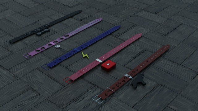 dog collars in different styles 3D Model .c4d .max .obj .3ds .fbx .stl .blend 