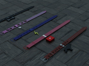 dog collars in different styles 3D 模型