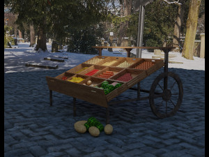 model of a cart with vegetables and fruits 3D 模型