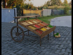 model of a cart with vegetables and fruits 3D Model