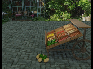 model of a cart with vegetables and fruits 3D Model