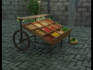 model of a cart with vegetables and fruits 3D Model