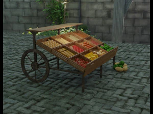 model of a cart with vegetables and fruits 3D Model