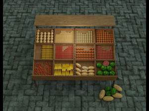model of a cart with vegetables and fruits 3D Model