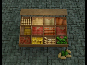 model of a cart with vegetables and fruits 3D Model