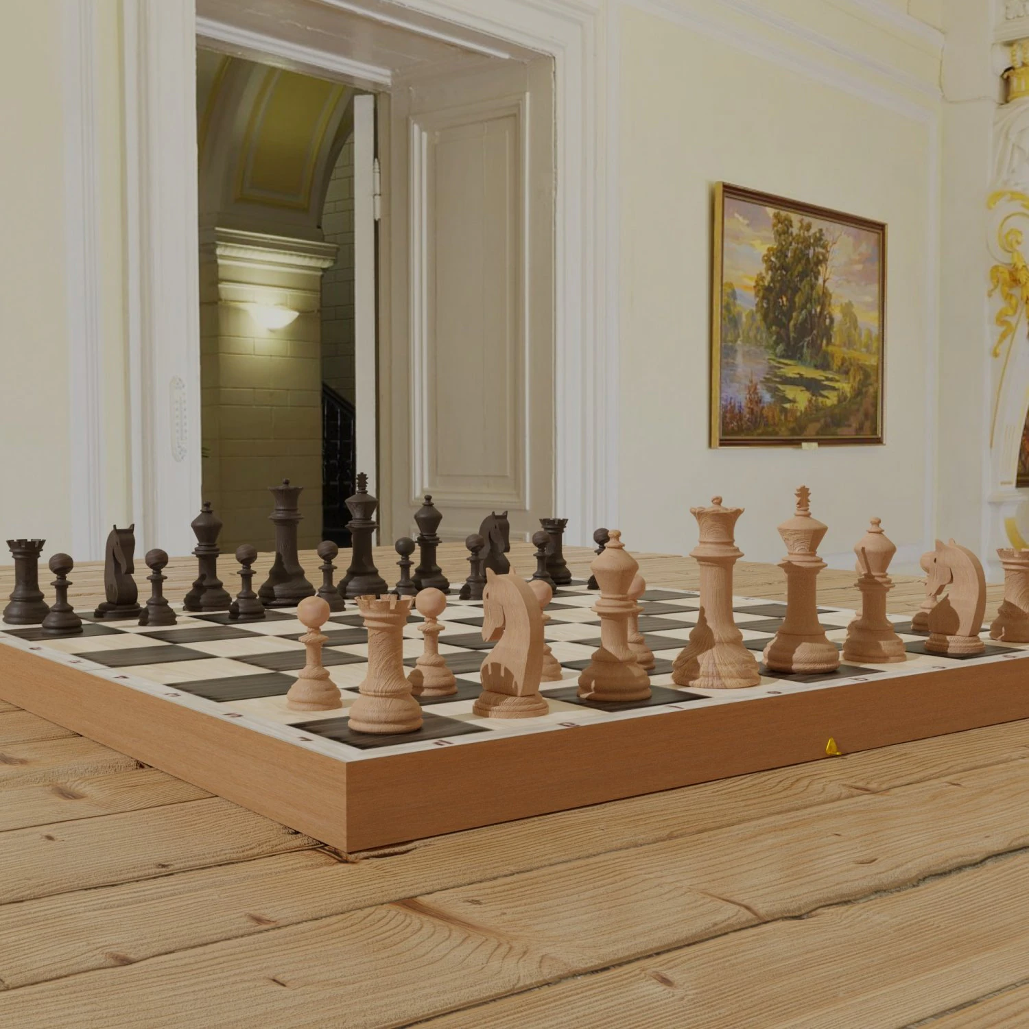 chessboard model cobined with backgammon 3D Model .c4d .max .obj .3ds .fbx .stl .blend 