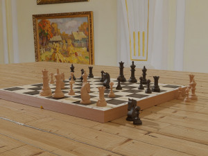 chessboard model cobined with backgammon Model 3D