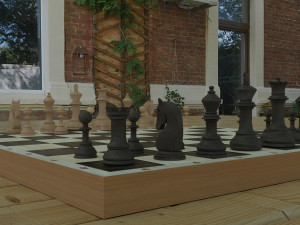chessboard model cobined with backgammon Model 3D
