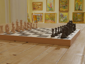 chessboard model cobined with backgammon Model 3D