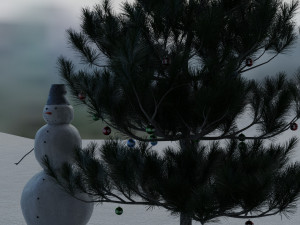 soil snowman with christmas tree and toys on it 3D 模型