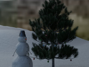 soil snowman with christmas tree and toys on it 3D Модель