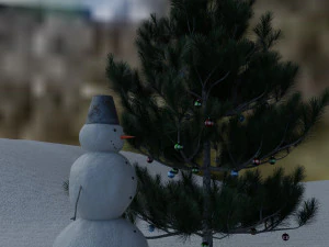soil snowman with christmas tree and toys on it 3D Model