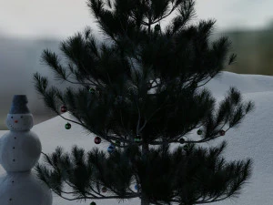 soil snowman with christmas tree and toys on it 3D Model