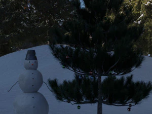 soil snowman with christmas tree and toys on it 3D Model