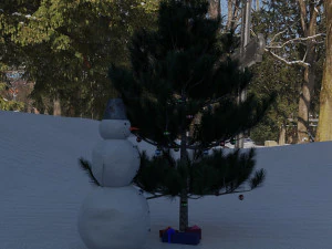 soil snowman with christmas tree and toys on it 3D Model