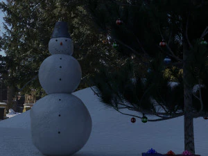 soil snowman with christmas tree and toys on it 3D Model
