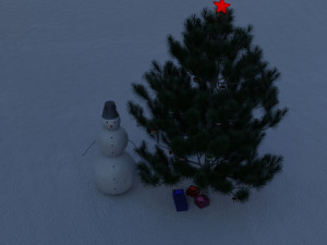 soil snowman with christmas tree and toys on it 3D Модель