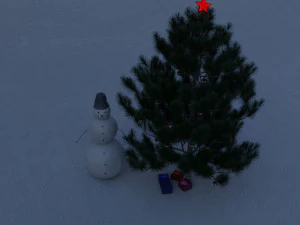 soil snowman with christmas tree and toys on it 3D Model