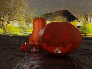 halloween pumpkins with candies and candles 3D 模型