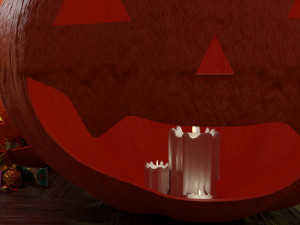 halloween pumpkins with candies and candles Modelo 3D