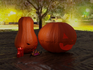 halloween pumpkins with candies and candles Modelo 3D