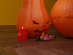 halloween pumpkins with candies and candles Modelo 3D