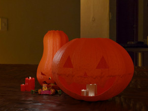 halloween pumpkins with candies and candles Modelo 3D