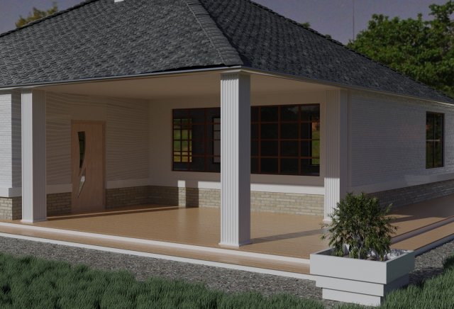 model of a one story european cottage Modello 3D .c4d .max .obj .3ds .fbx .stl .blend 